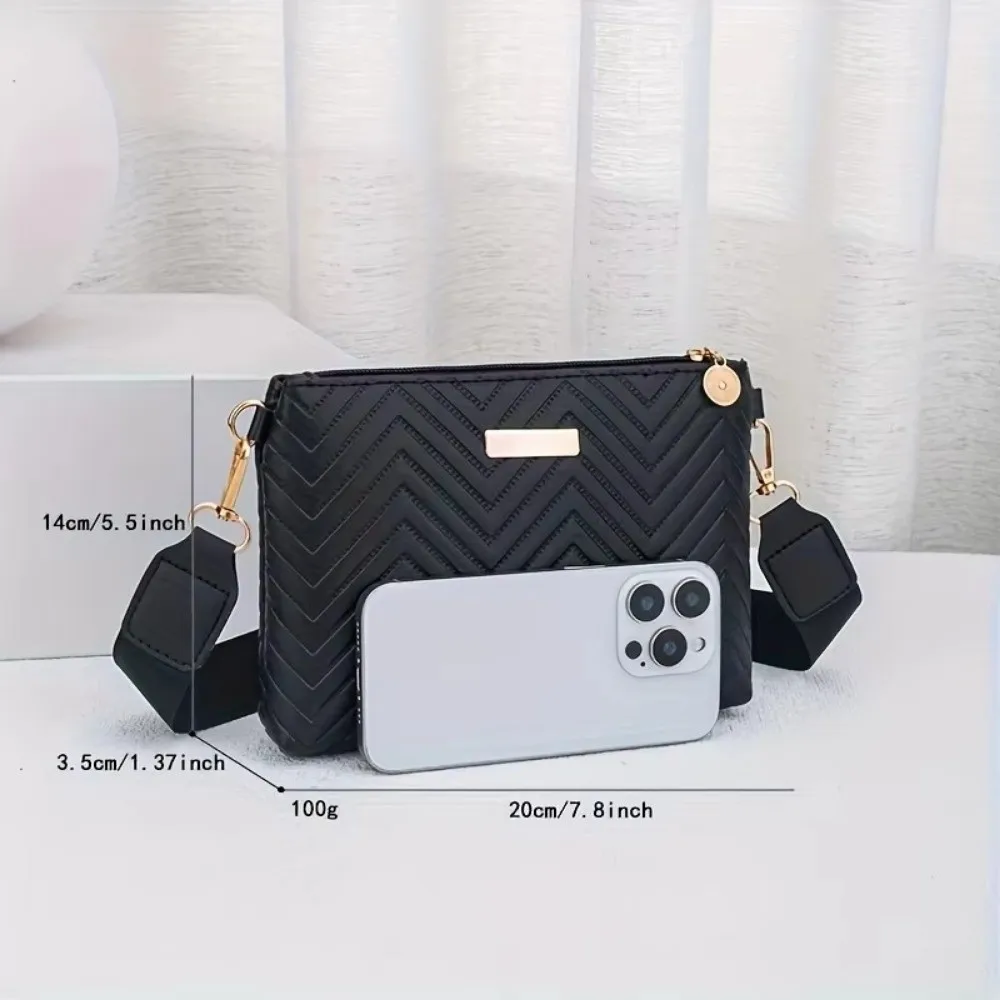 Minimalist Quilted Chain Crossbody Bag PU Solid Color Small Shoulder Purse Lightweight Wave Patterned Long Wallet For Women view 6