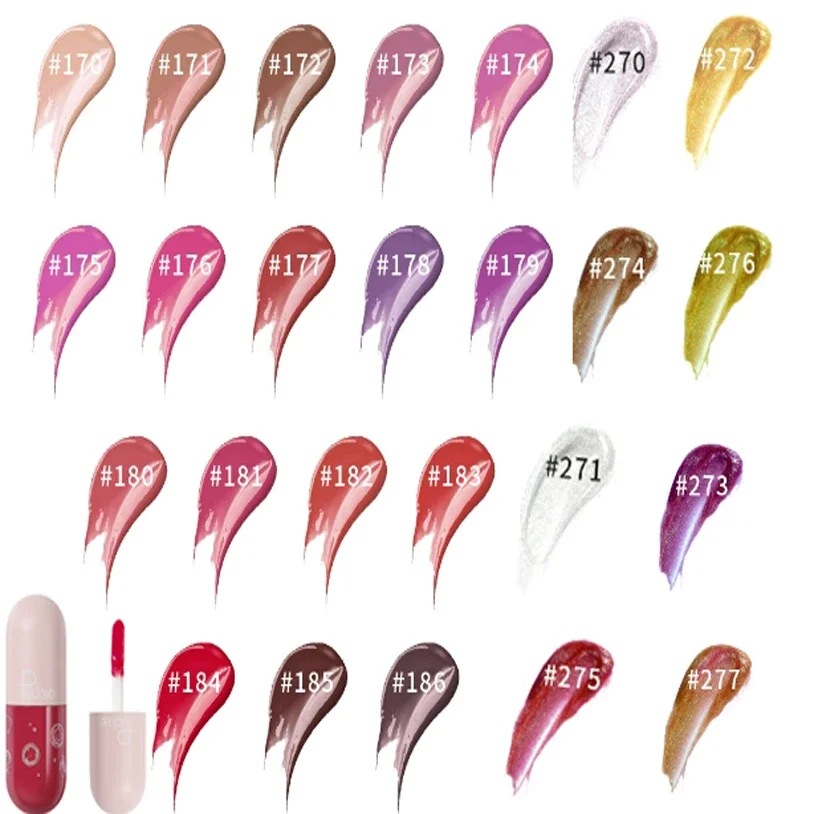 Free Shiping Mini Capsule Mirror Liquid Lipstick Lip Glaze Non-stick Cup Does Not Fall Color Lip Gloss Lip Stick Women Makeup