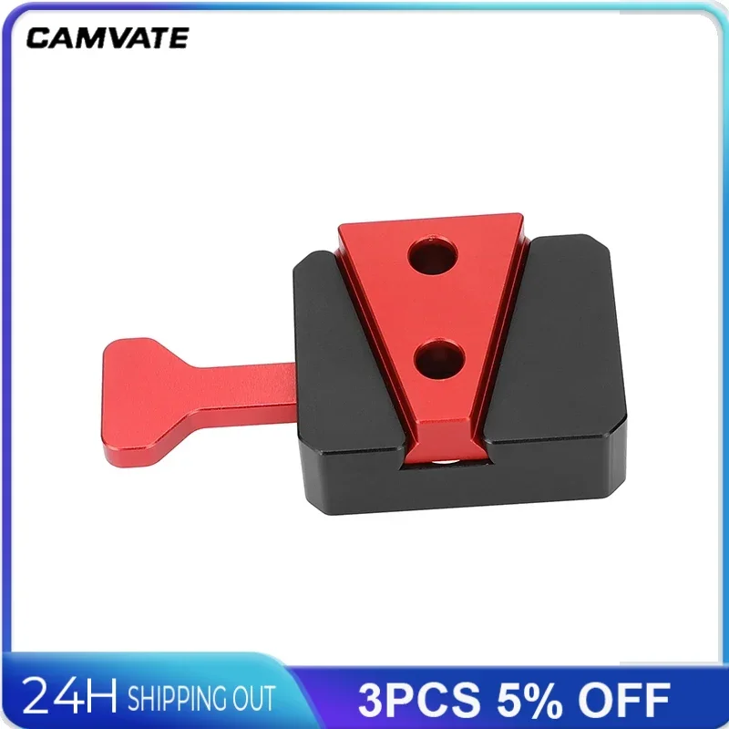 CAMVATE Quick Release V-Lock Adapter Assembly Kit with Base Station and Wedge for Camera Accessories Plate Tripod Head Mount