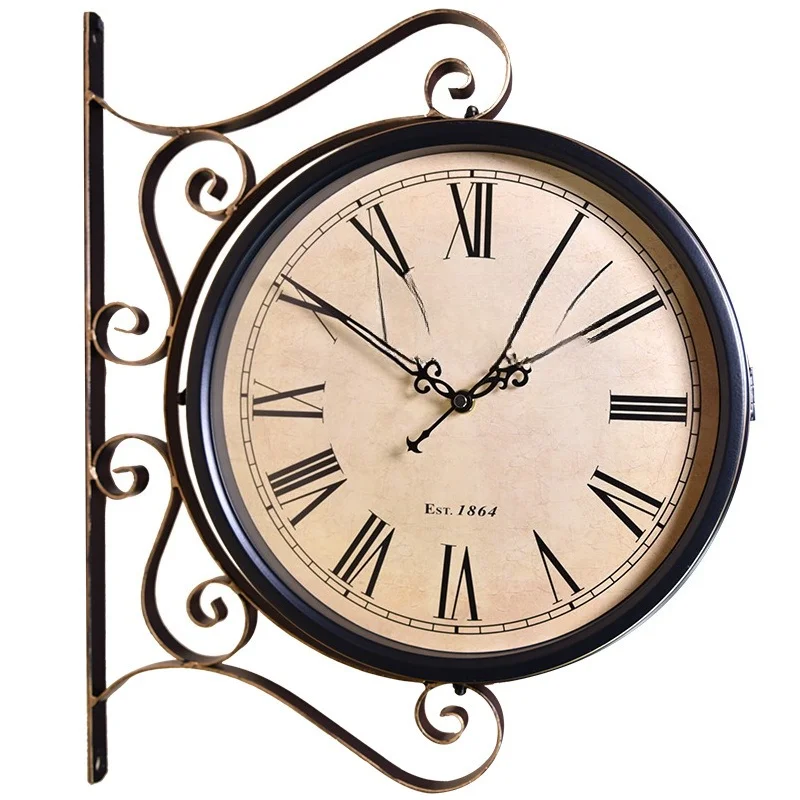 

American retro silent double-sided clock, personalized antique creativity