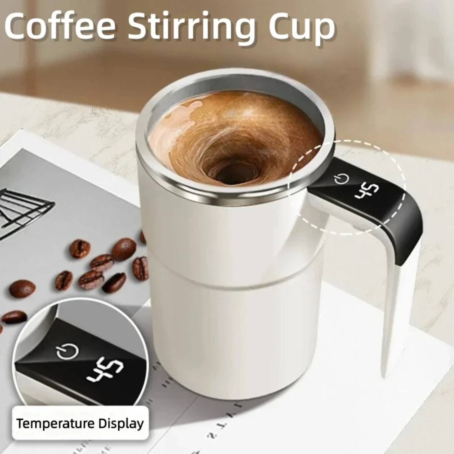 

380ML Mini Coffee Self Mixing Mug IP67 Waterproof Food Safe Coffee Mug USB Rechargeable Automatic Cup Tea