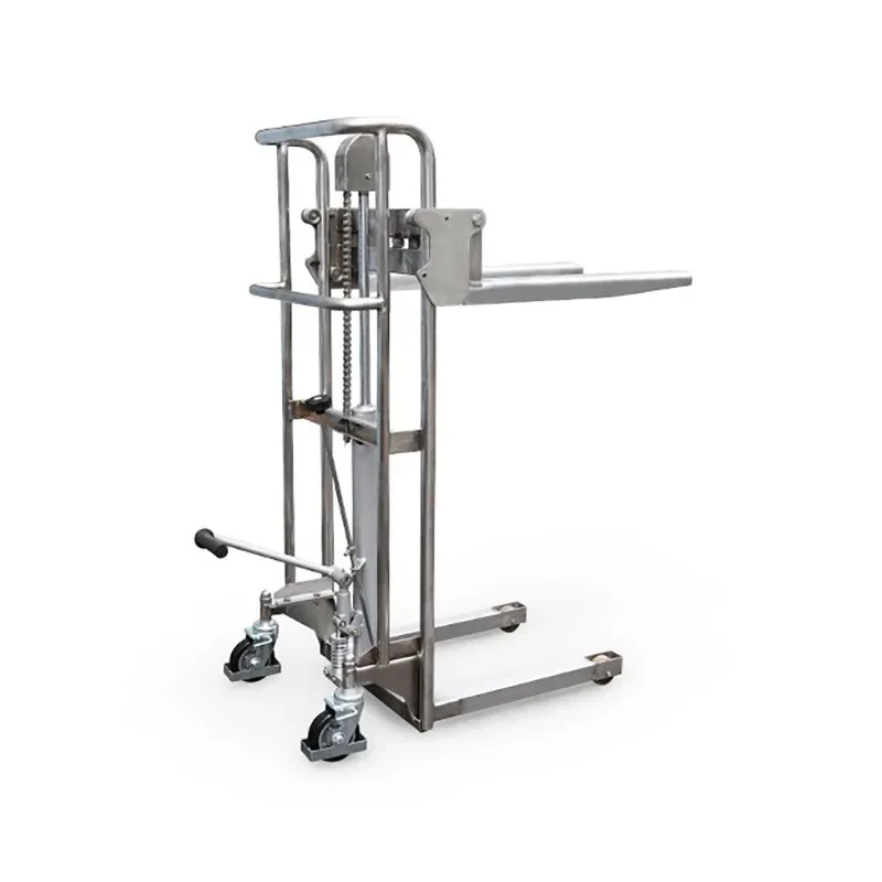400Kg semi-electric light stacker, manual mini hydraulic lift stacker, high forklift