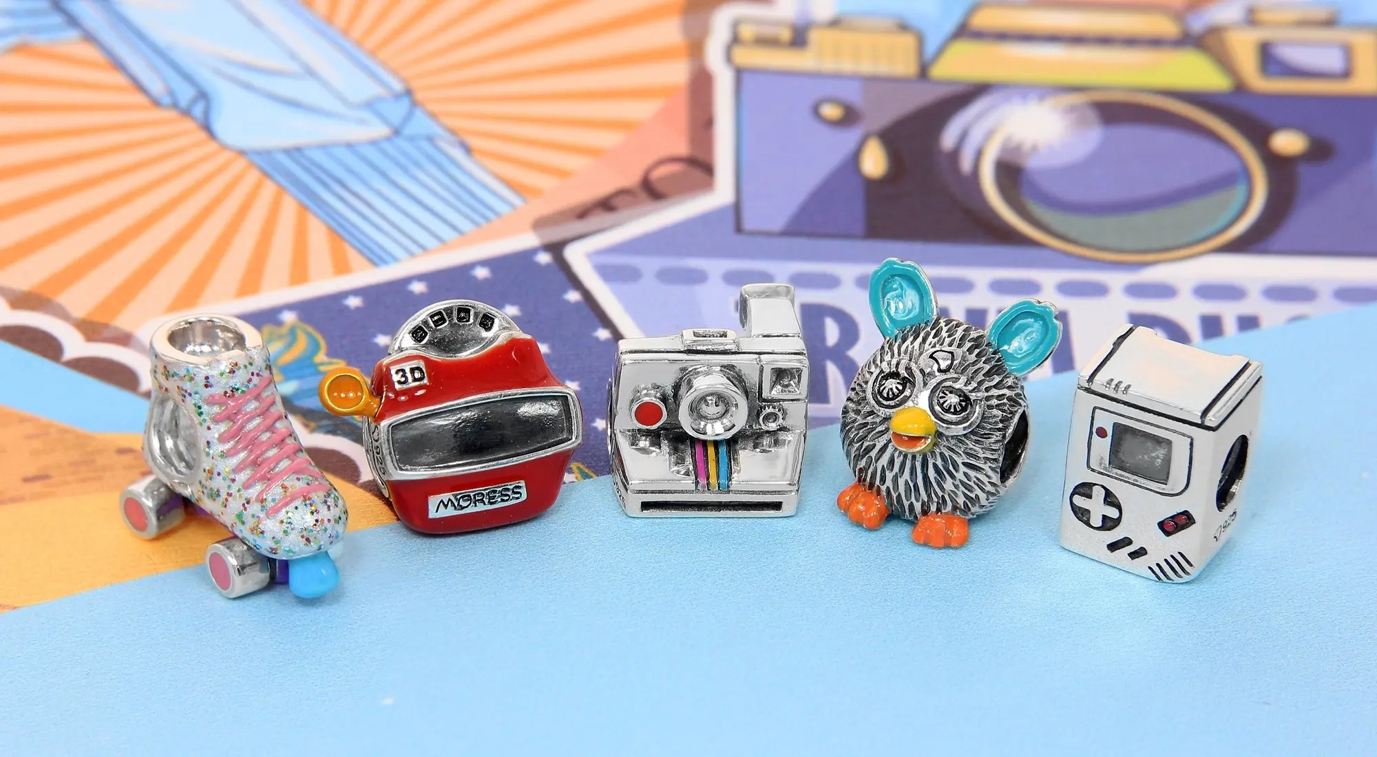 2021 New Colorful Zircon Bicycle Dumbbell Roller Pendant Beads fit Original Pendant Charms Silver 925 Bracelet DIY Women Jewelry