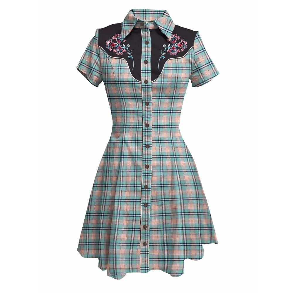 Vintage Flower and Plaid Printed Hawaiian Shirt for Men Button-down Shirt Short Sleeves 100% Cotton Dress Summer Bodycon Dress