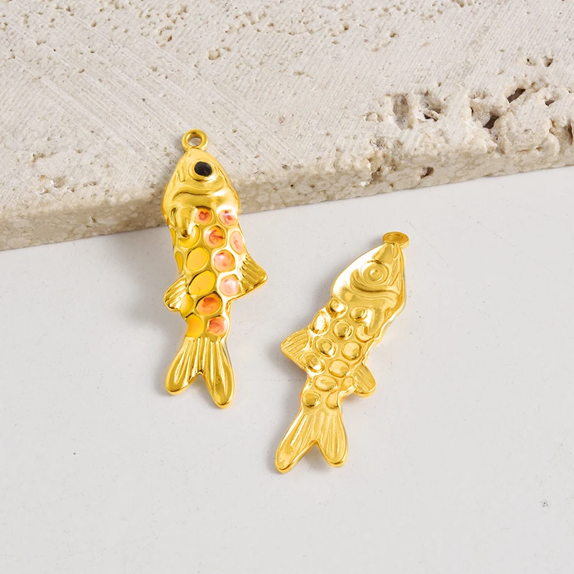 Cute 5pcs/Lot Sea Animal Stainless Steel Enamel Pendants Fish Coral Crab Lobster Crab Claw Pendant For DIY Jewelry Making Gift - Image 3