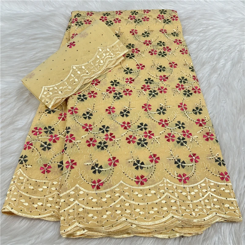 

5 ярдов с шарфом, швейцарская кружевная ткань, сухая кружевная вышивка, африканская 100% хлопчатобумажная ткань, швейцарская вуаль, кружево в Дубае, 18L1101505