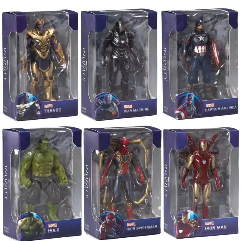 The Avengers Anime Peripherals Spider-Man Iron Man Captain America Hulk 4 Size Figures Action Figure Birthday Gift