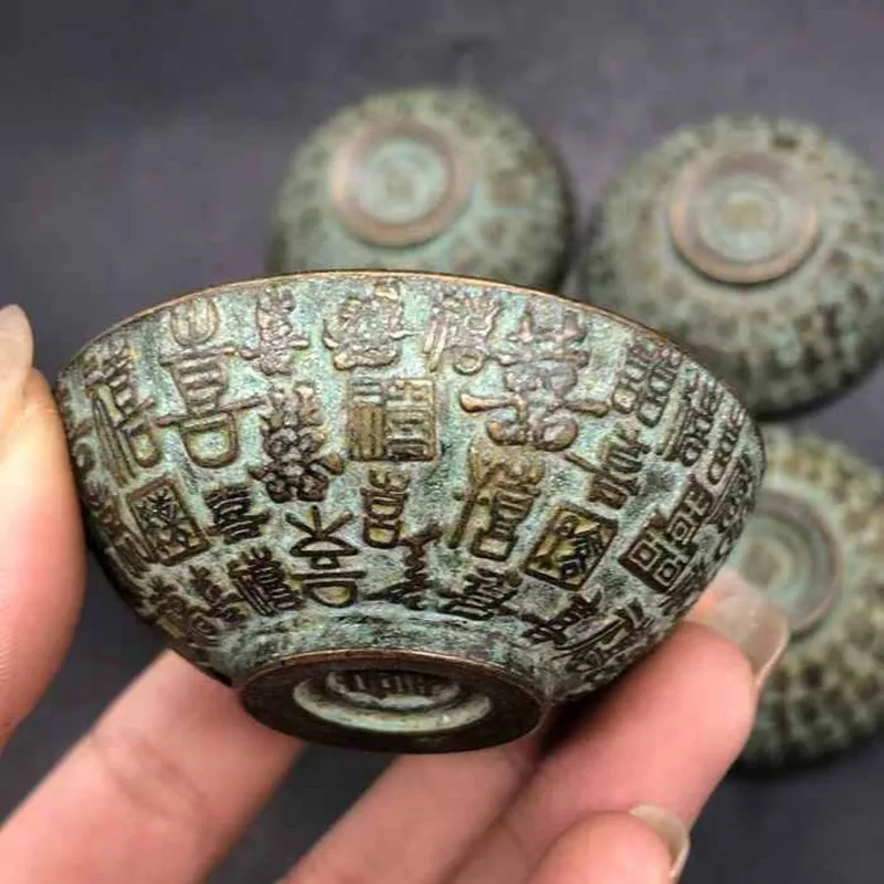 Antique Miscellaneous : Baishou , Collectible Items, Old Copperware, Copper Fortune and Longevity Bowl