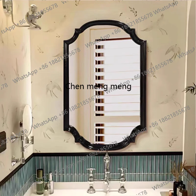 

American retro bathroom makeup mirror wall wall bathroom mirror medieval entrance decorative mirror