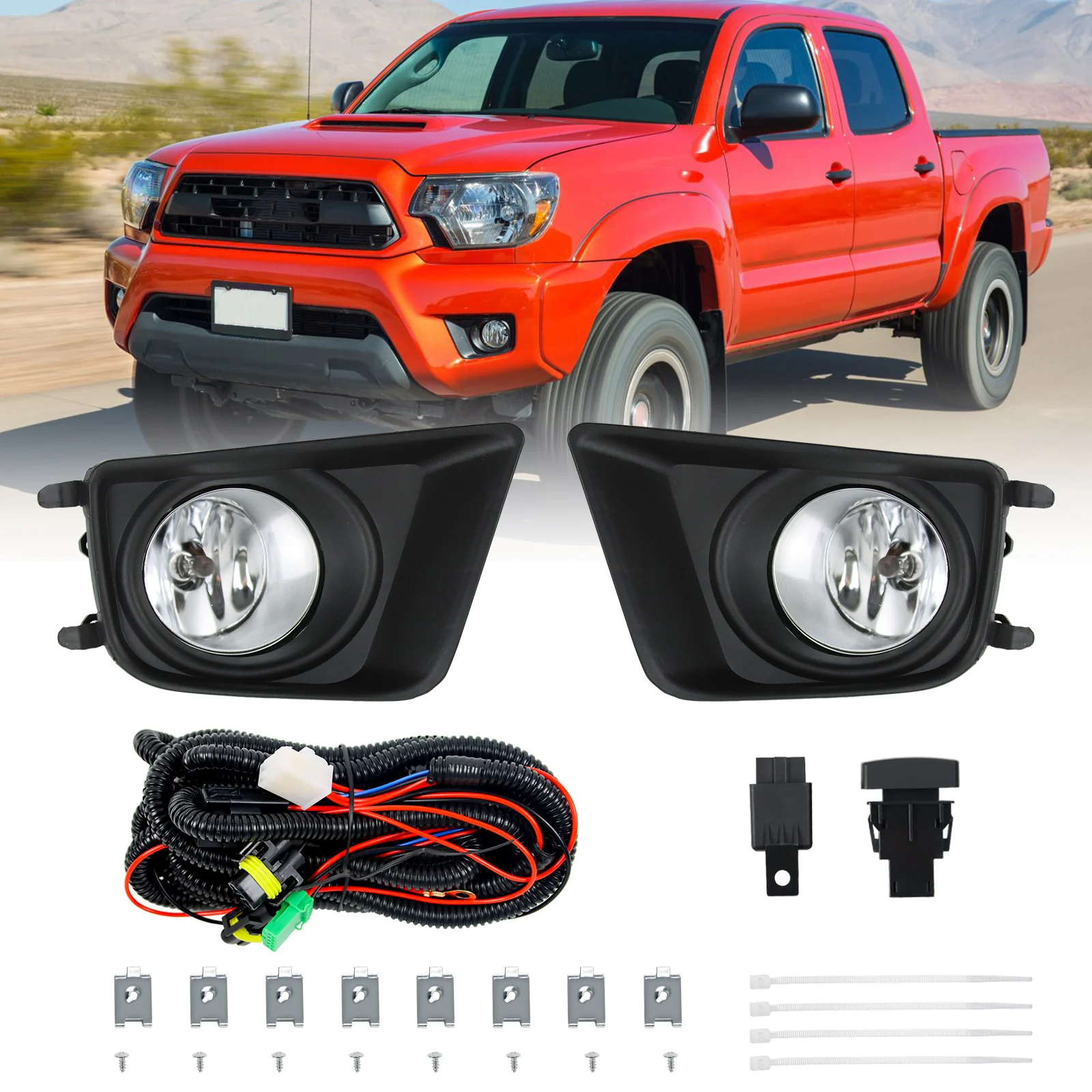 

1 Pair of Car Fog Light Halogen Fog Lamps Accessories For TOYOTA TACOMA 2012-2015 With Bulbs and Switch Wiring