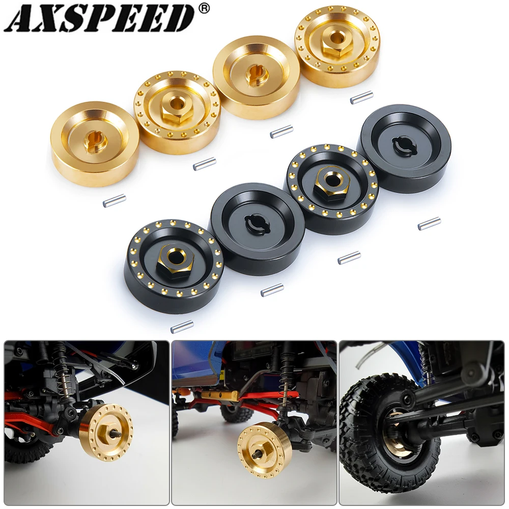 

AXSPEED 4PCS Brass Wheel Hex Adapter Axle Counterweight Brake Disc for 1/24 RC Crawler Car Axial SCX24 Upgrade Parts