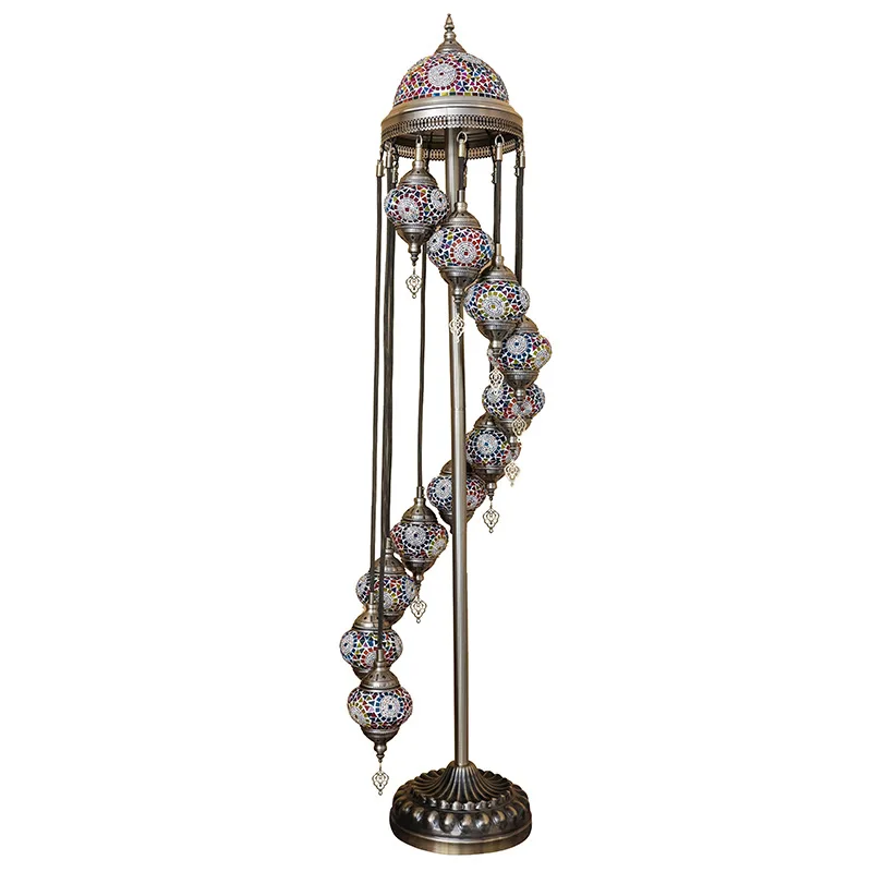 

Vintage Turkish romantic exotic handmade, living room bedroom ethnic style European 11-head floor lamp