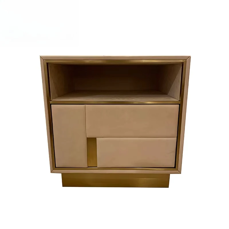 

Bedroom Furniture Drawer Bedside Table Leather Luxury Bedside Table