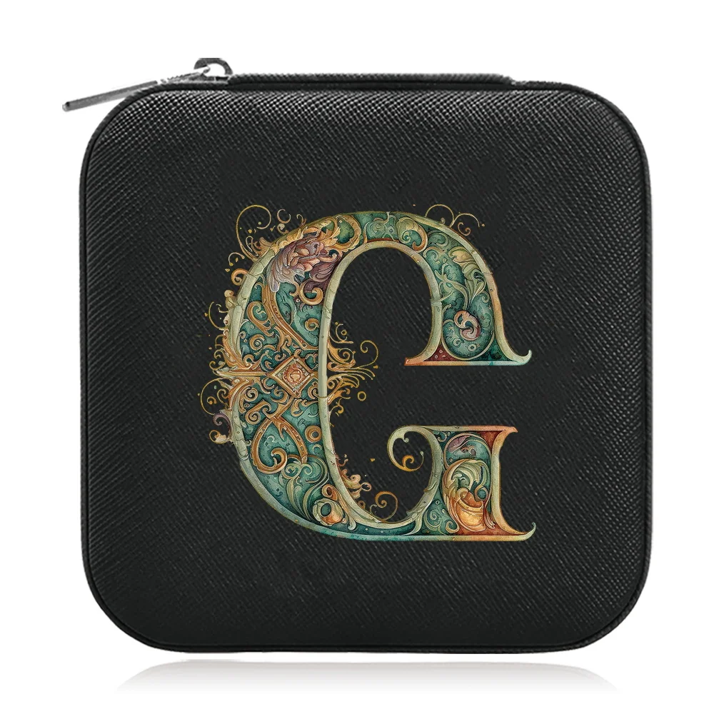 New Graphic Letter Printing Pattern Mini Jewelry Box Portable Travel Waterproof Jewel Organizer Case Necklace Earrings Display