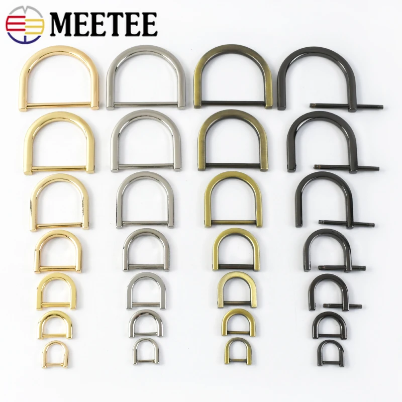 

10Pcs 10-38mm Metal Bag D Ring Buckle Detachable Screw Clasp Strap Hook Keyring Belt Connection Buckles DIY Sewing Accessories
