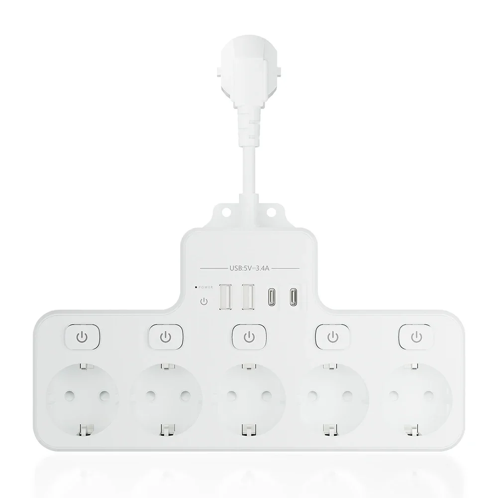 For High-Power Electrical Equipment Multiple EU Socket 4000W Power Strip For Office 10 Cm Cable Flexible Placement