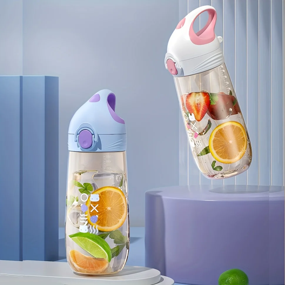 

New 500ml TRITAN Outdoor Water Bottle, Toddler Straw Cup with Adjustable Strap, Large-Capacity Sports Kettle, Portable Water Cup