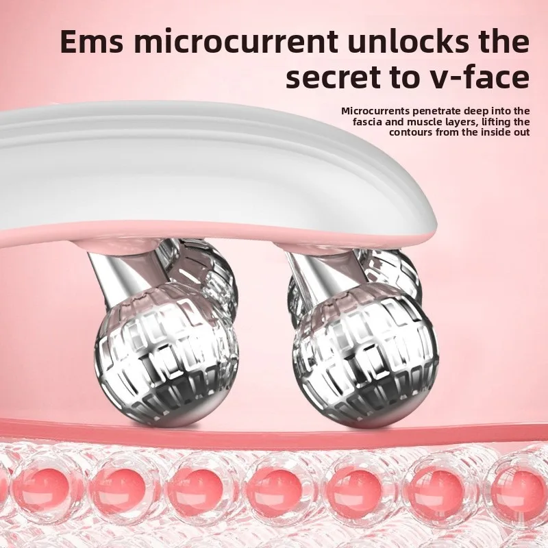 جهاز نحت الوجه الدوار لتدليك الوجه على شكل حرف V EMS أداة تجميل الذقن المزدوجة المكركرنت للاستخدام المنزلي