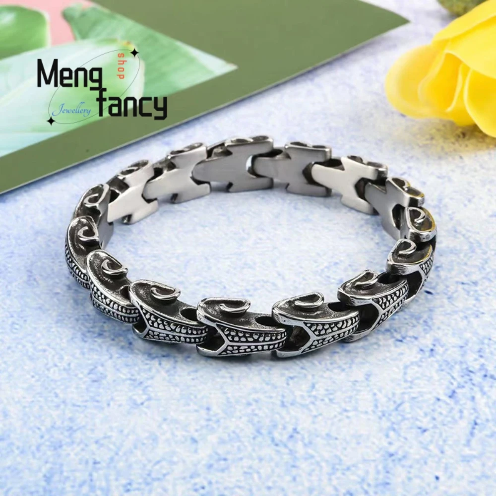 Three-Dimensional Dragon Bone Bracelet Retro Style Trendy Exquisite High-End Popular Personality Hip-Hop Punk Lucky Charms Gift