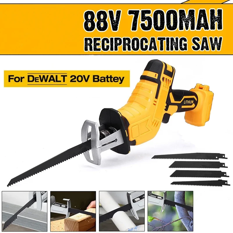 Cordless Reciprocating Saw For Dewalt 18V 20V Battery Electric Cutting Saber Saw Wood Metal Pipe Cutting Power Tools（No Battery）