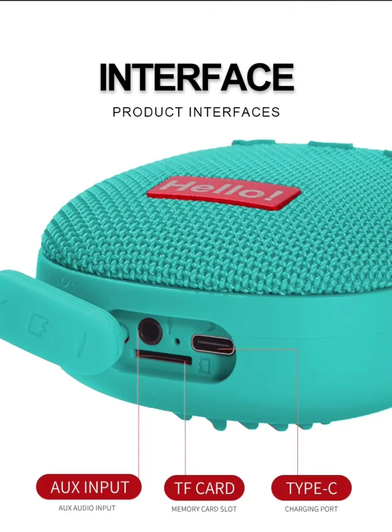 Outdoor Mini Bluetooth Green Color Speaker with High Quality Sound Waterproof 2pcs Per Pair