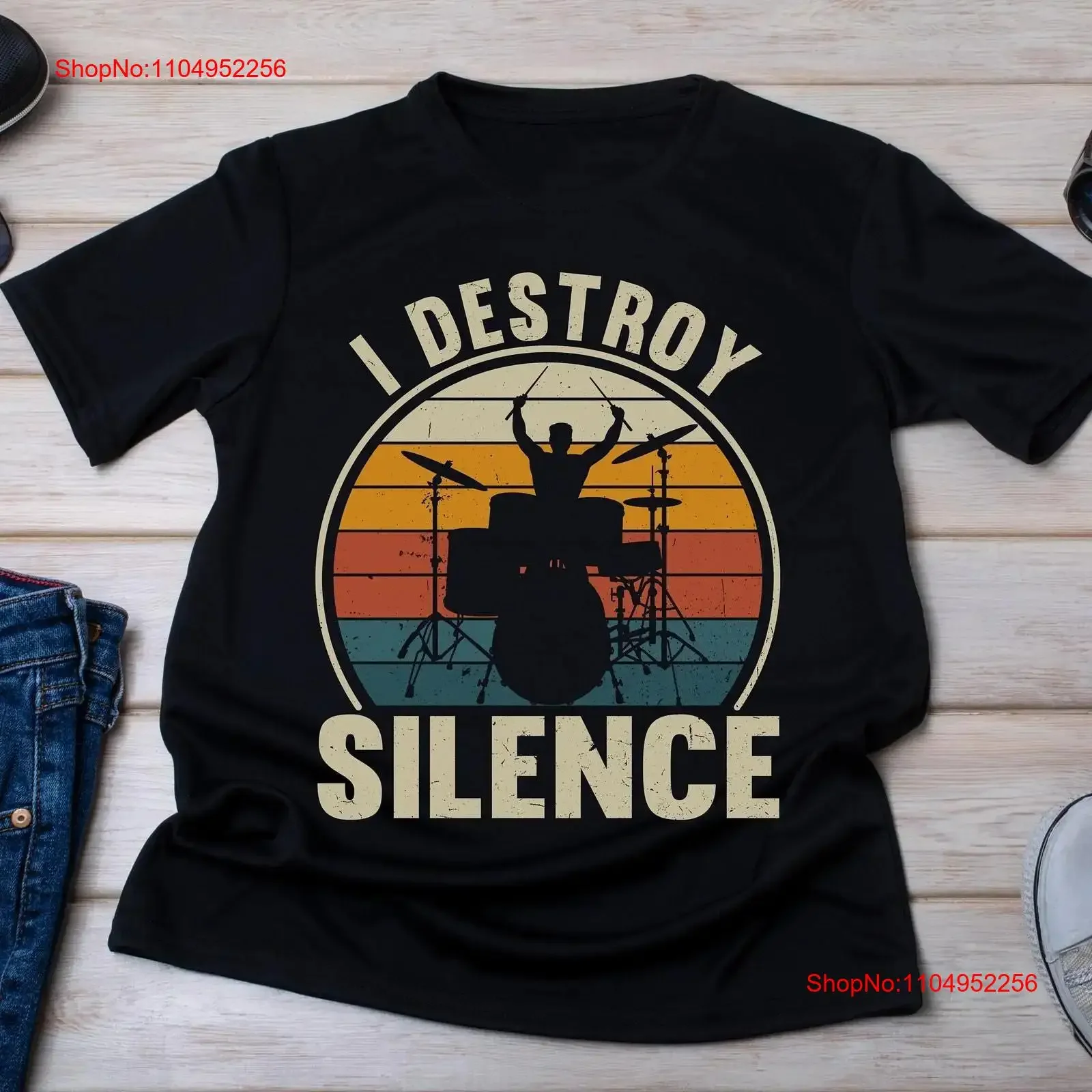 

Drummer shirt I Destroy Silence Drums Player Music Teacher D vintage Washed Stylish homme Casual Breathable Comfortable