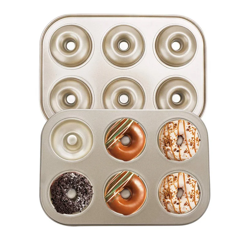 PZHI-Madeleine Pan,4 Pieces Donut Baking Tray, Carbon Steel Donut Mold, Donut Baking Dish Bag Mould 6 Doughnuts