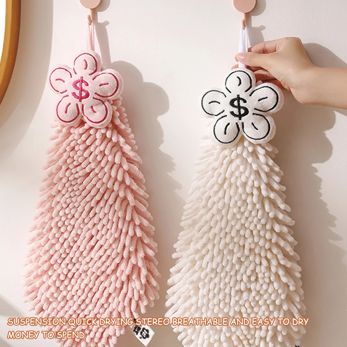 

Flower Shape Hand Towel Double-thickness Absorbent Hand Towels Bathroom Rags Hanging Kids Hand Towels Kitchen Supplies