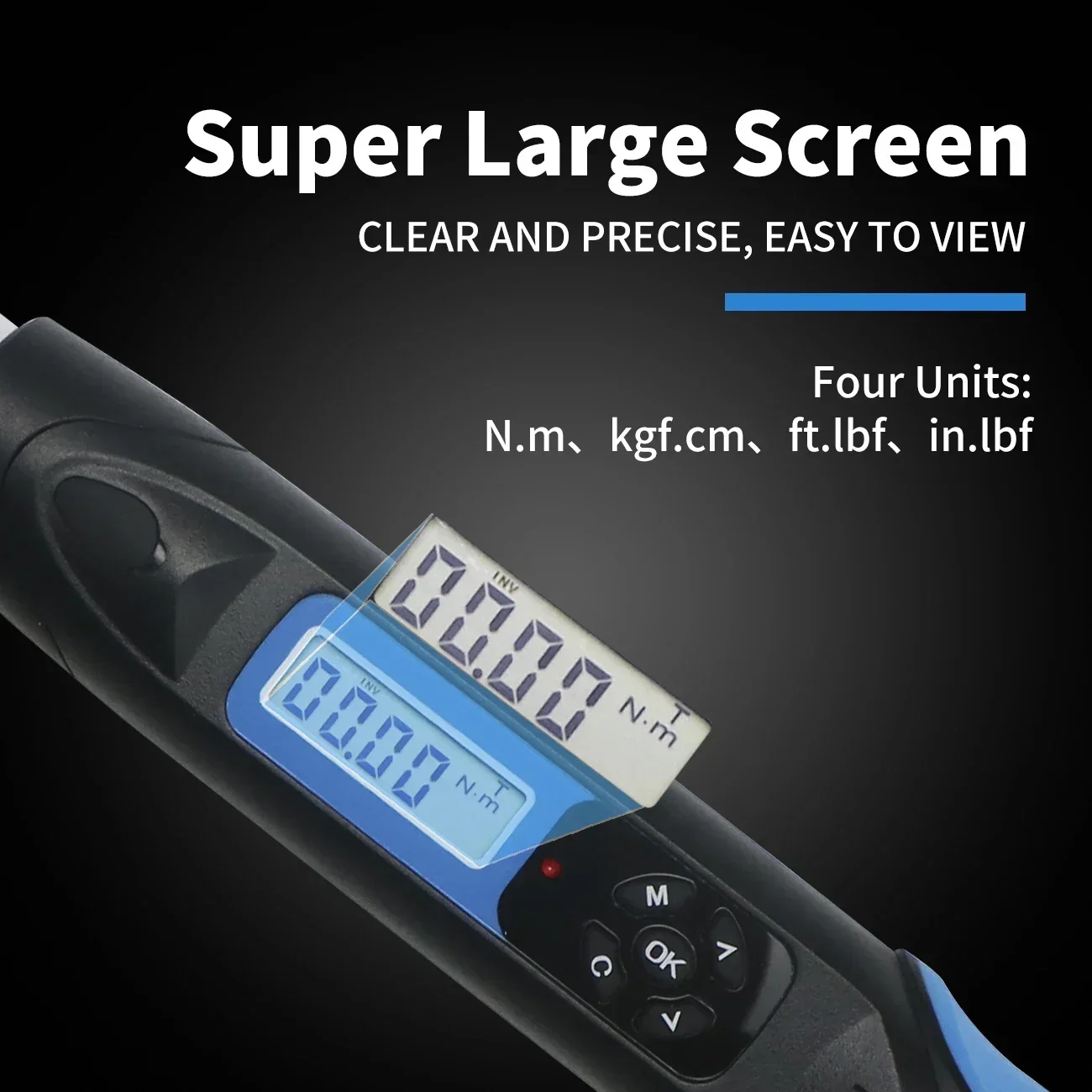 Shahe Llave dinamométrica digital grande de 3/4" Llave dinamométrica electrónica ajustable con zumbador y flash LED ± 2,5% AWG de alta precisión