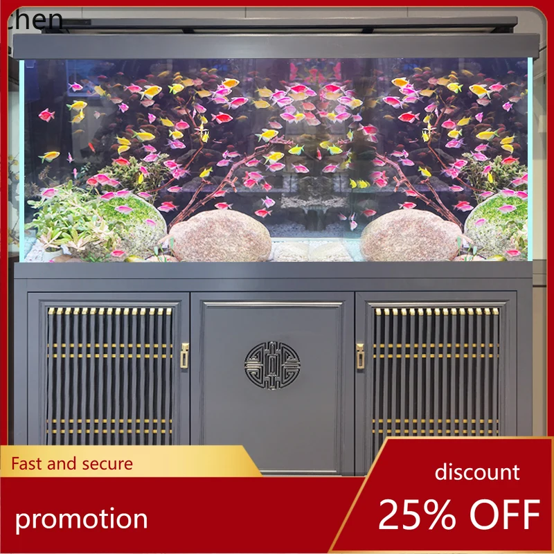 

HXL Hongyun fish tank large and medium-sized new ultra-white bottom filter aquarium screen dragon fish tank