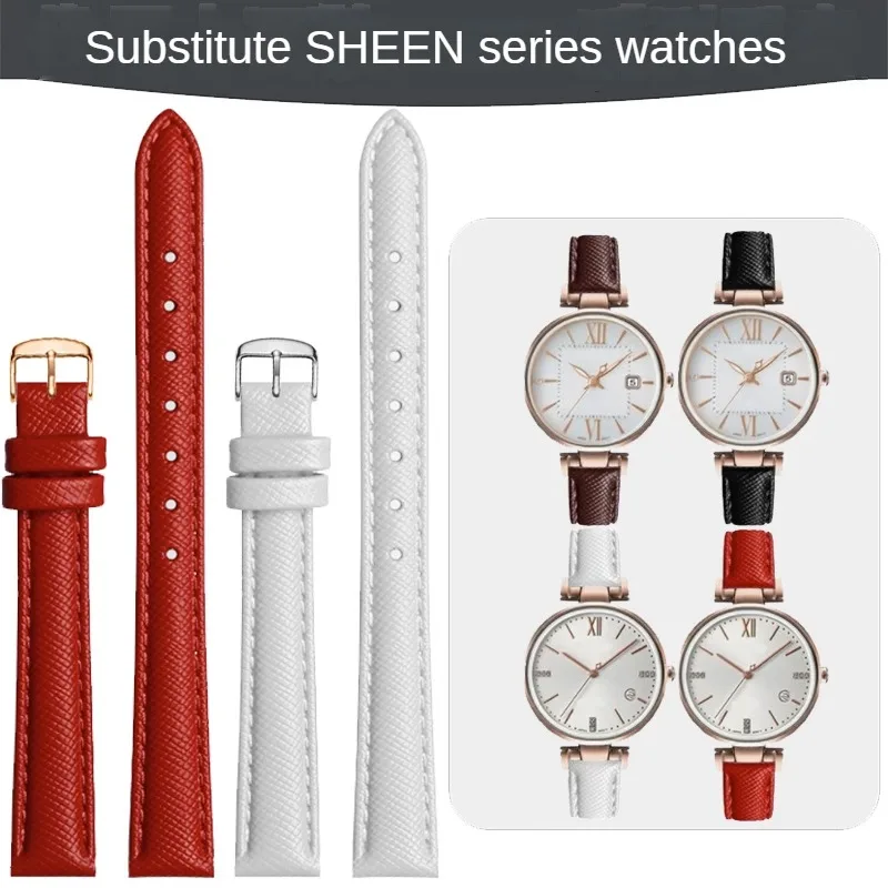 

Substitute For SHEEN 5492/SHE-4053 4031 4533/SHS-4521 Series Women's Leather Watch Strap 12/14/16/18mm