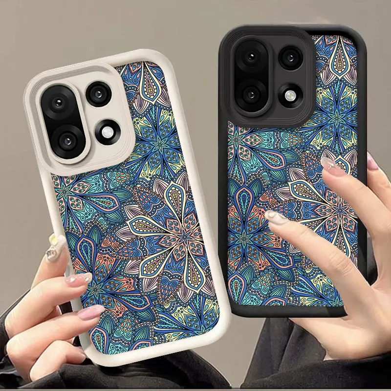 Capa de silicone flexível para oneplus 15 5g capa protetora shockrpoof flores padrão capa funda