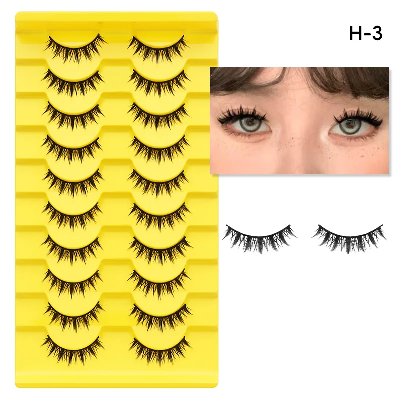 DINGSEN 10 Paar Anime-Wimpern Großhandel Manga-Wimpern Natürliche Lange Wiederverwendbare Künstliche Wimpern Make-up Cosplay Katzenaugen-Wimpern – Detail 10