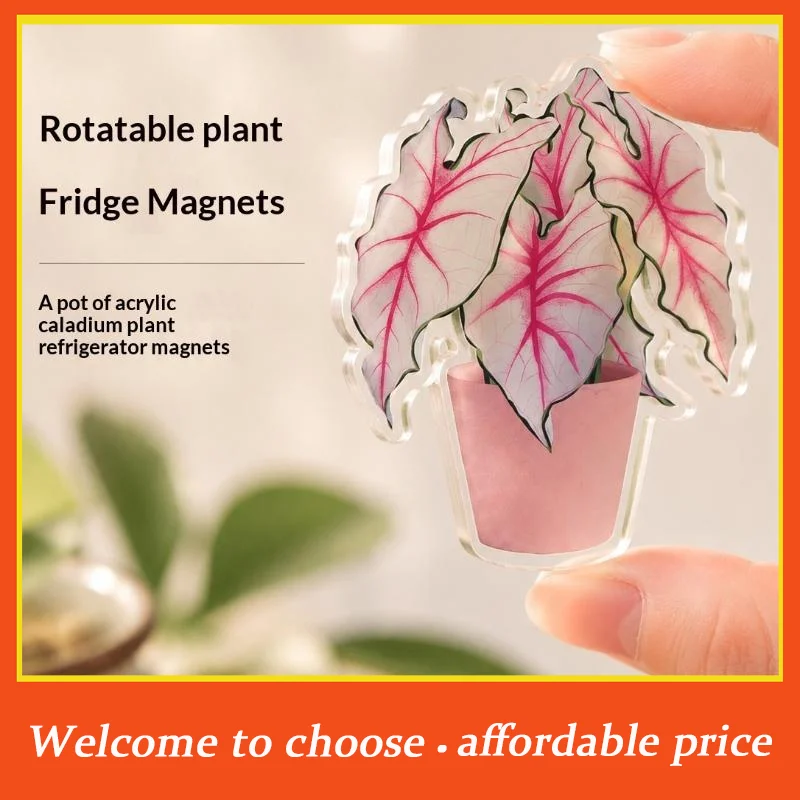 {}Rotatable Mini Artificial Plant Fridge Magnets Realistic Leaf Design For Home Kitchen Office Decor
