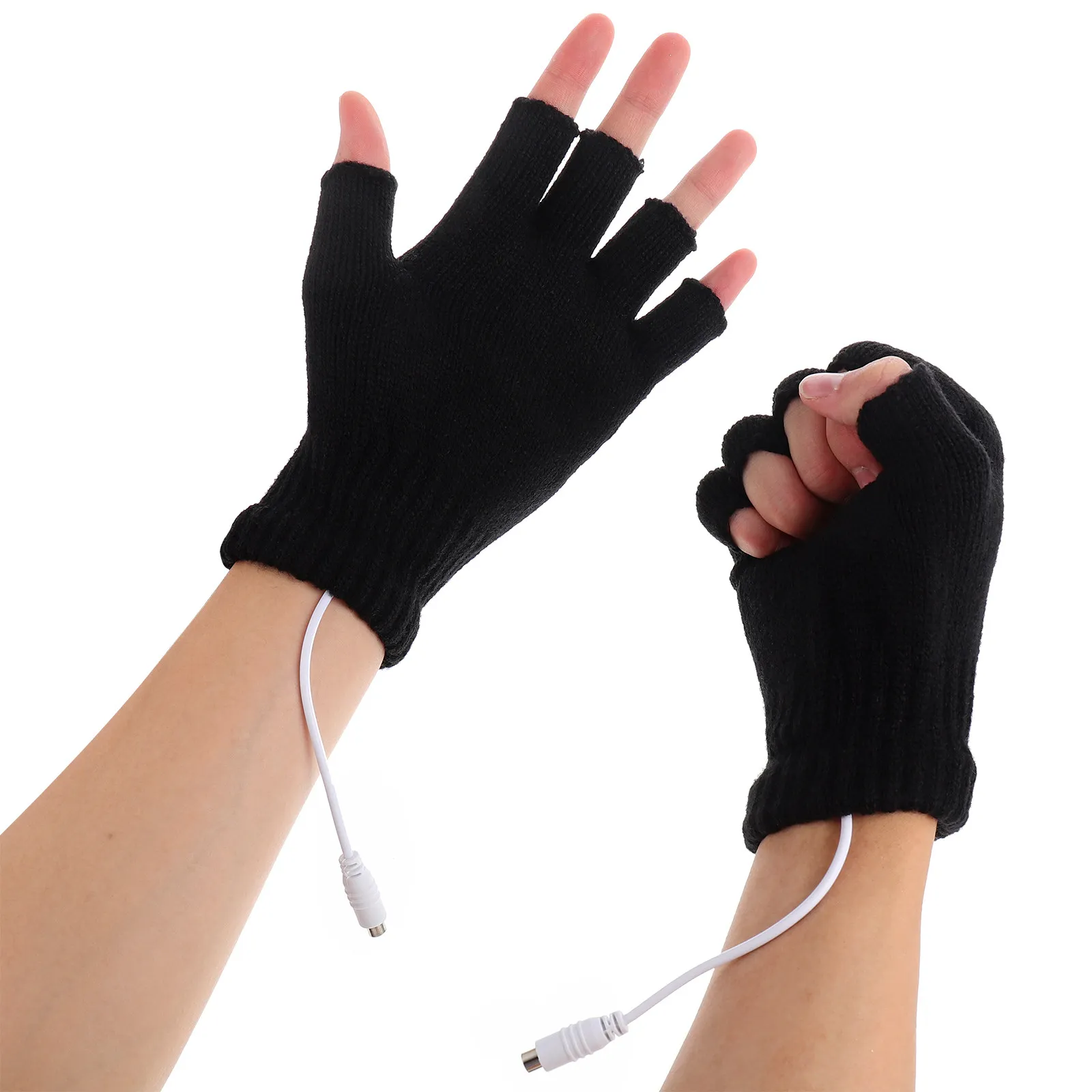 

1Pair USB Heating Gloves Unisex Winter Hands Warmer Warm Knitting Mitten with Pet Heating Material Indoor Outdoor Running Gaming