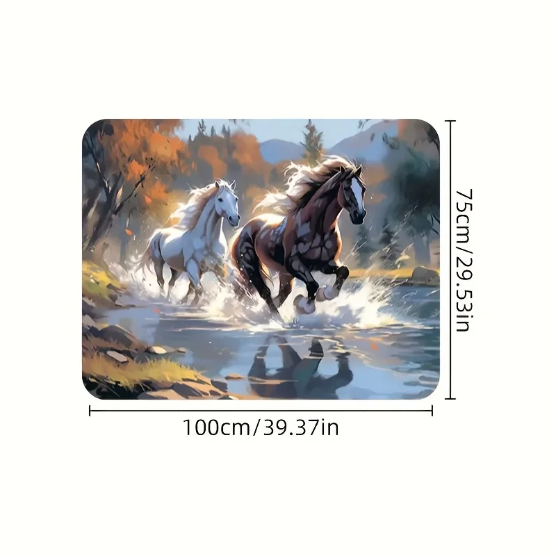 1pc Of Galloping Horse Pattern Car Trunk Mat, Suitable For Most Car Models As An Interior Protection Carpet. Featuring A Fashion