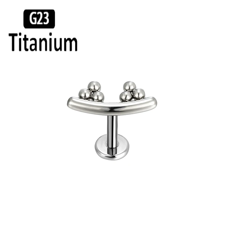 ASTM F136 Titanium Labret Bent Rods Chains Ear Cartilage Stud Earring Internally Threaded Helix Tragus Piercing Jewelry Lip Ring