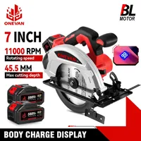 ONEVAN 7Inch 185mm Brushless Electric Circular Saw Digital Display Cordless Woodworking Cutting Tool For 21V 18V Battery