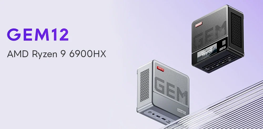 AOOSTAR GEM12 R9 Mini PC AMD Ryzen 9 6900HX 8 Core Up to 4.9GHz