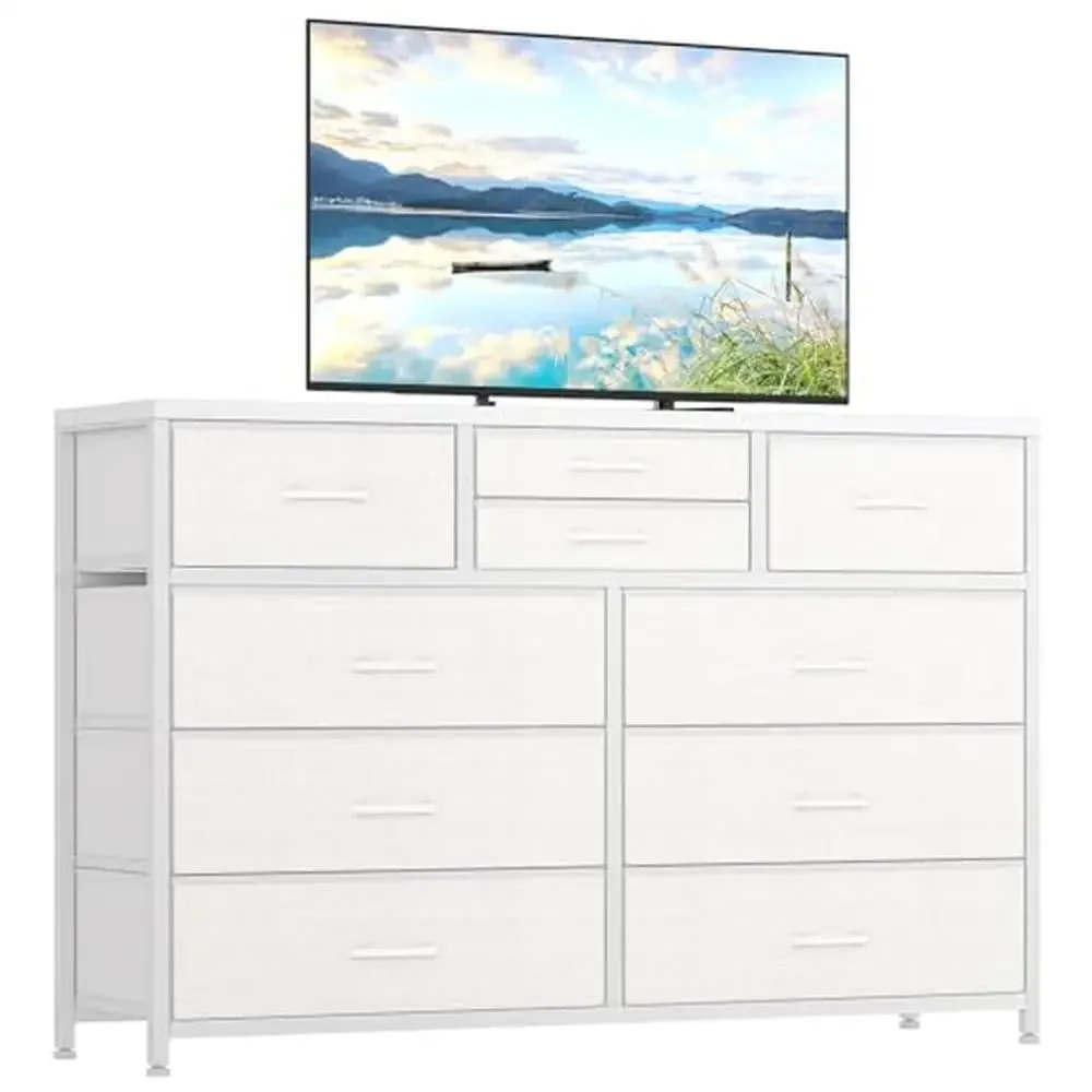 55 inch TV Entertainment Center Dresser with 10 Drawers Storage Organizer Bedroom Living Room Hallway Closets TV Stand Entryway