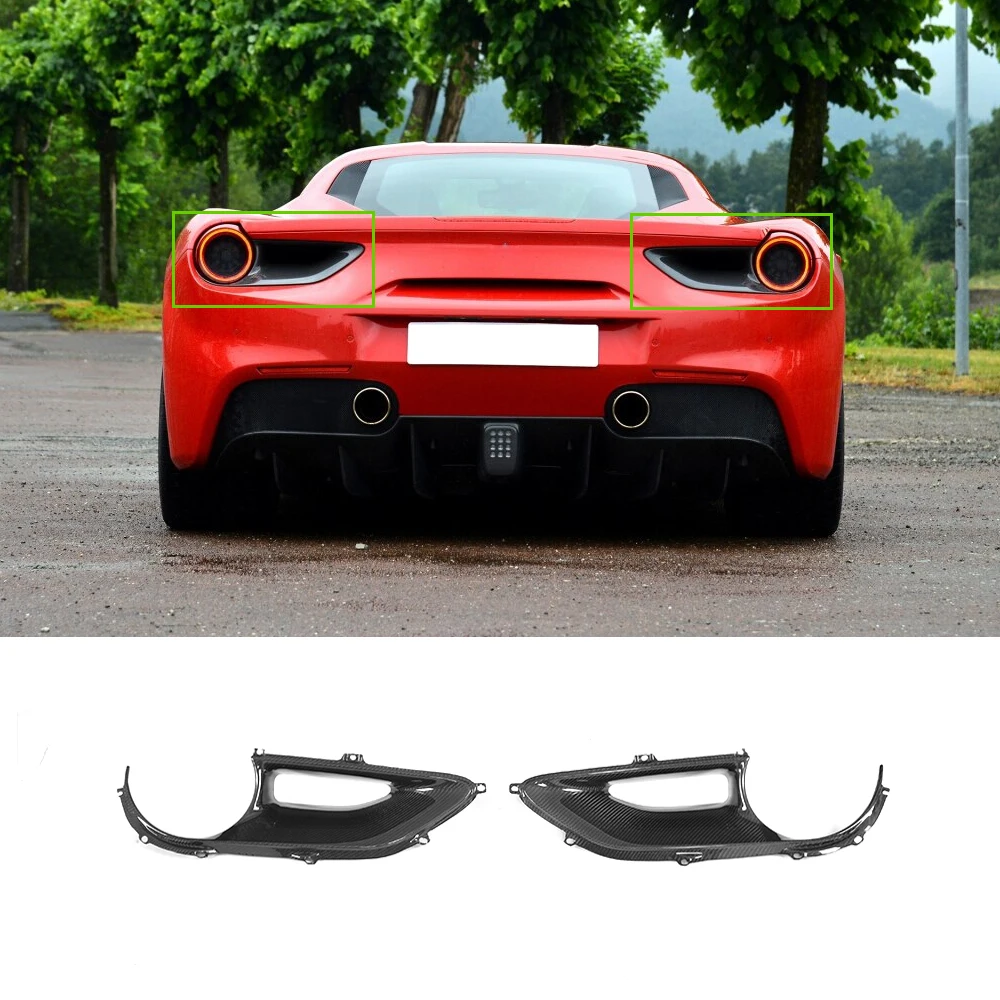 Dry Carbon Fiber Rear Lights Lamp Cover Sticker Fit For 2015-2017 Ferrari 488 Rear Lights Cover