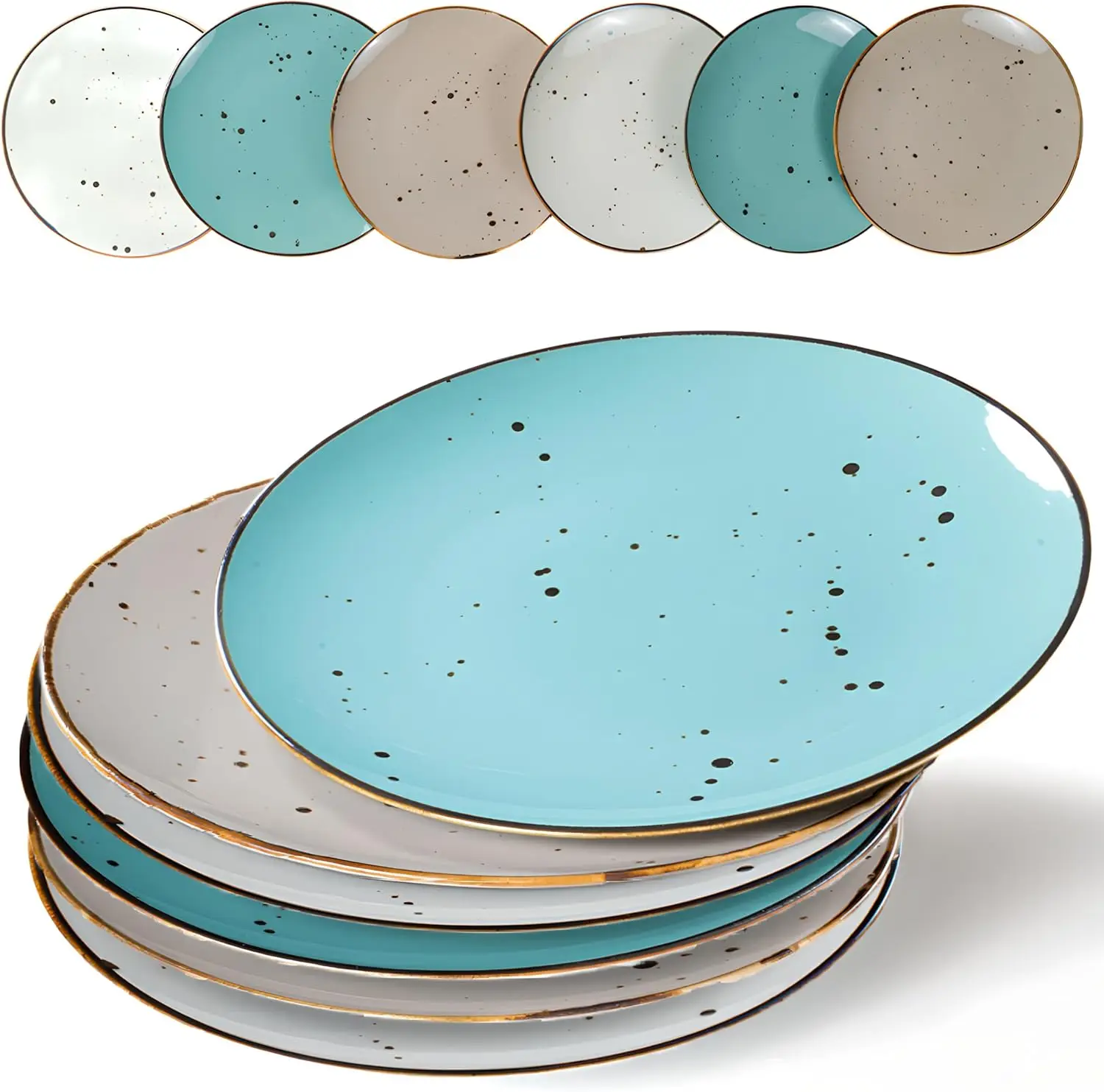 

Dinner Plates 11 Inch Set of 6 - Microwave, Oven, Dishwasher Safe, Scratch-Resistant, Porcelain Dishes for Steak, Pizza, Home