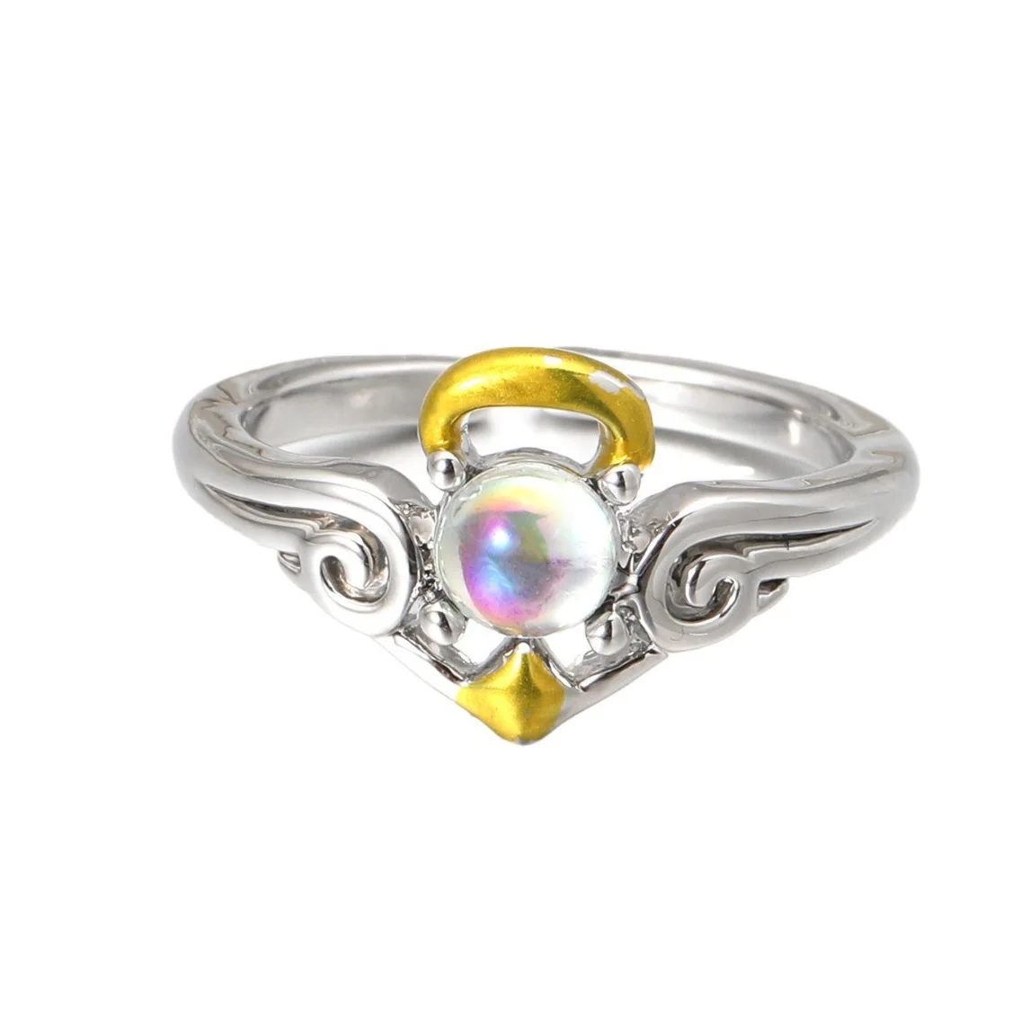 1pcs Hot Selling Moonstone Angel Devil Ring With Niche high-end Sense Adjustable Opening Index Finger Ring Fashionable Commuter