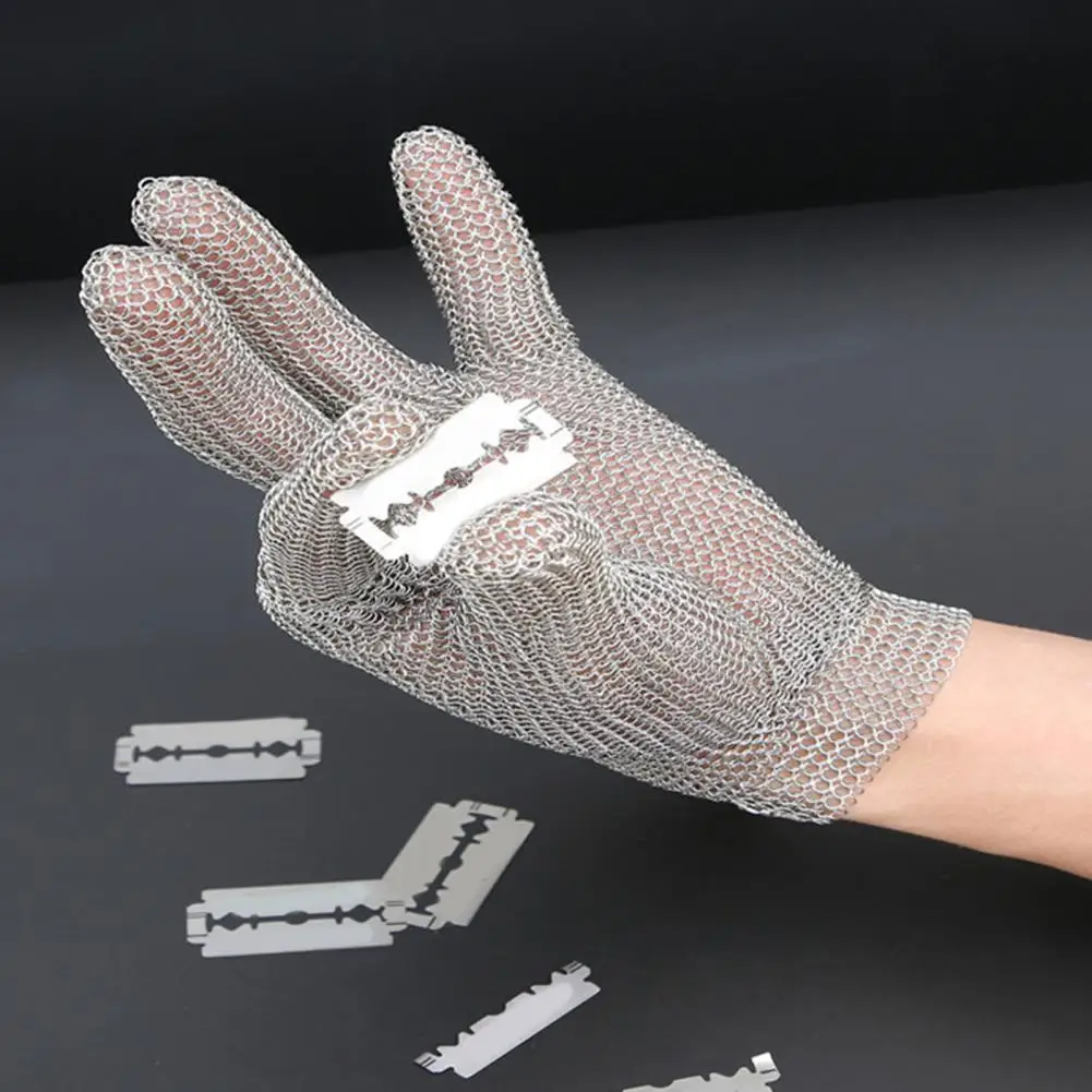 

Adjustable Wrist Buckle Gloves Butcher Gloves Stainless Steel Mesh Cut Resistant Glove for Kitchen Cooking Meat Cutting