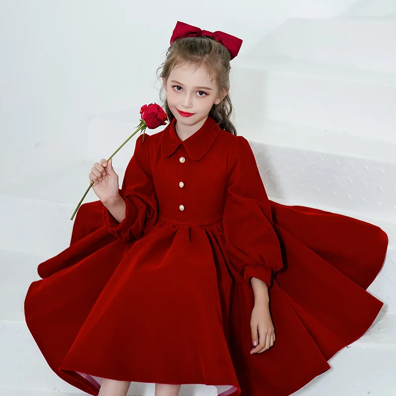 Fashion Baby Girl Princess Dress Long Sleeve Infant Toddler Child Vintage Vestido Party Birthday Christmas Baby Clothes 1-12Y