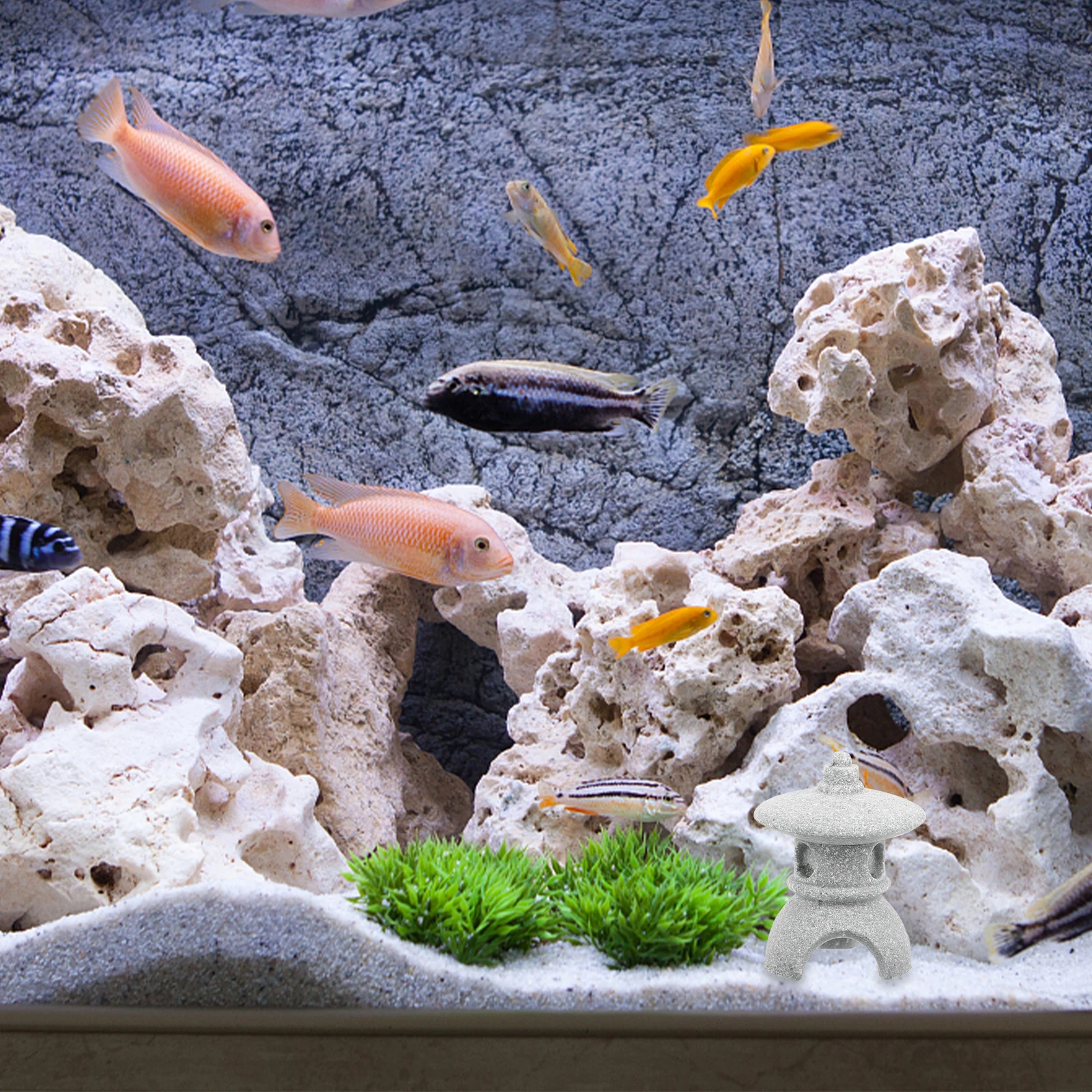 

2Pcs Miniature Statue Small Lantern Decor Japanese Sandstone Zen Garden Aquarium Ornament Indoor Outdoor Pet