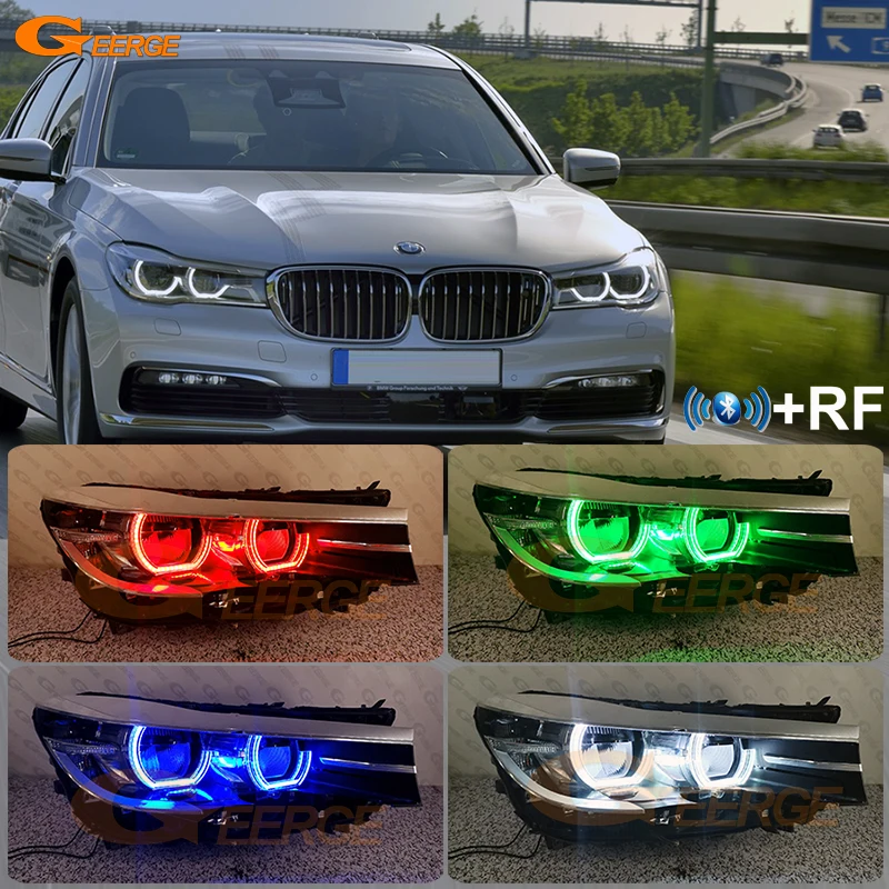 For BMW 7 Series G11 G12 2015 2016 2017 2018 2019 Bluetooth APP Multi Color DTM M4 Style RGB LED Angel Eyes Kit Halo Rings