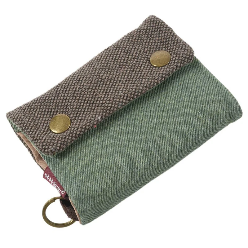 Cartera de lona Manual plegable de tres capas para hombre y mujer, bolso con tarjetero múltiple, monedero multifunción para niño, 2 uds.