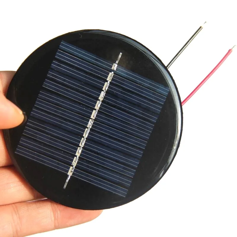 Round Solar Panel 80MM with Wire 0.5W 6V Polycrystalline Epoxy Circular Small Solar Cells for DIY Garden Lights Toys Charging