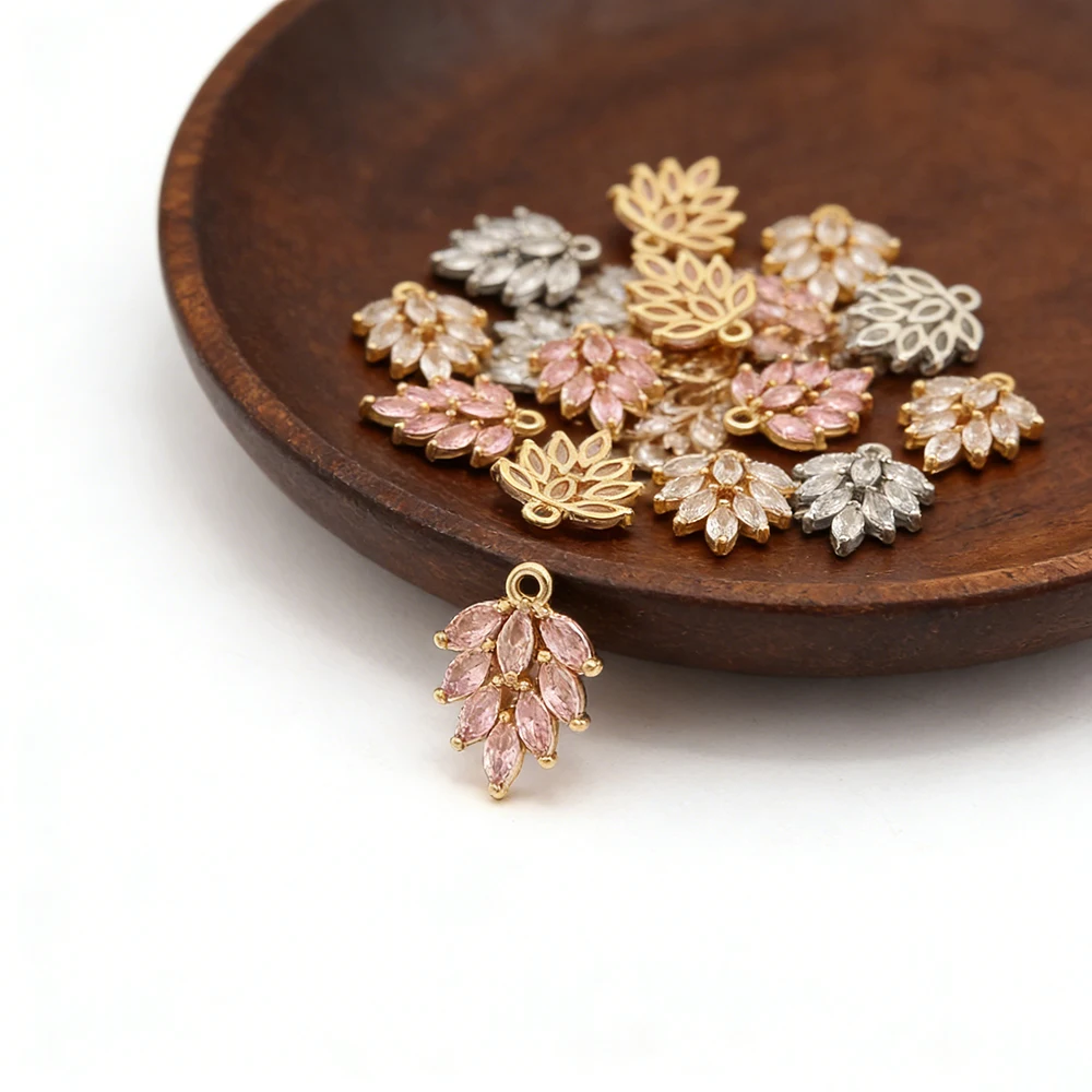 

Дизайнерские компоненты для украшений 12*16 мм, 50 шт./Подвески-перья из кубического циркония/Ручная работа/Аксессуары для серег # 100944